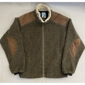 ÄLF Fleece Jacket Men's Large Olive Brown Aztec Trim Collar USA Kuhl Outdoors